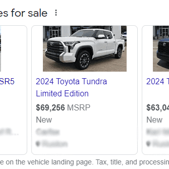 A google search for the toyota tundra is shown.